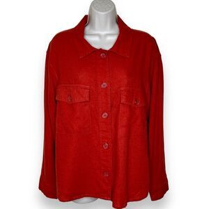 Sanctuary Linen Blend Long Sleeve Shirt Jacket Shacket Rust Women Size Large